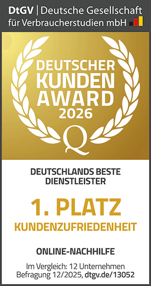Siegel: 1. Platz Kundenzufriedenheit Online-Nachhilfe